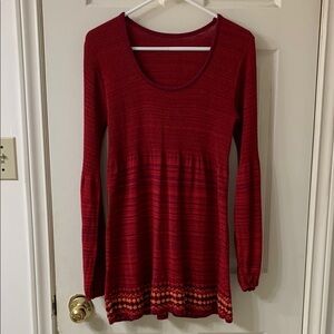 🌷3 for$25🌷Unbranded, US M, Red & Burgundy Stripe Long Sleeve Boho Knit Dress